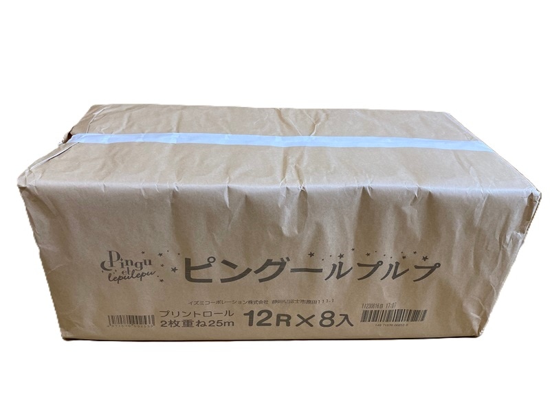 業務用／ピングー ルプルプ／お子さんに大人気/とっても可愛いトイレットペーパー114巾ｘ25ｍダブル巻/香り付　１２Ｒｘ８　９６個入　クラフト梱包