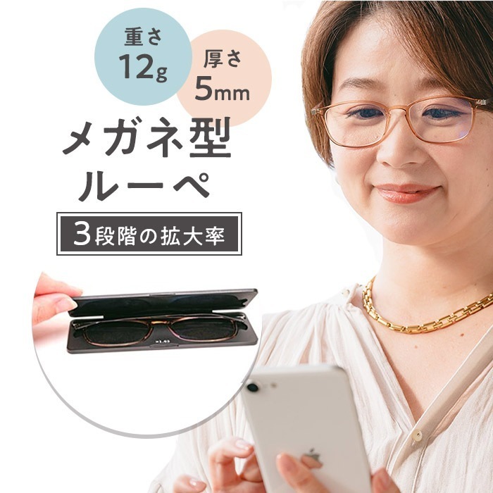 メガネ型ルーペ ルーペ 軽い 携帯 薄型 軽量 スリムルーペ 男女兼用 拡大ルーペ ブルーライトカット 拡大鏡 リーディンググラス ルーペメガネ おしゃれ シンプル メンズ レディース 男性 女性 倍