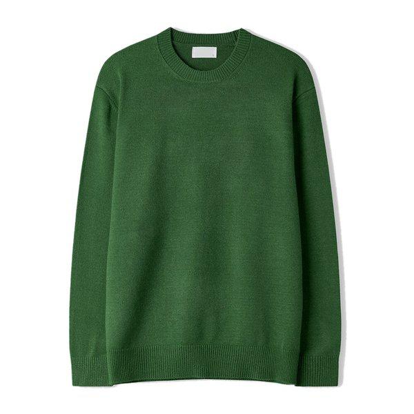 メンズ ロイ ベーシック モーダル ラウンド ニットTシャツ SG-KN-Q027-ディープグリーン