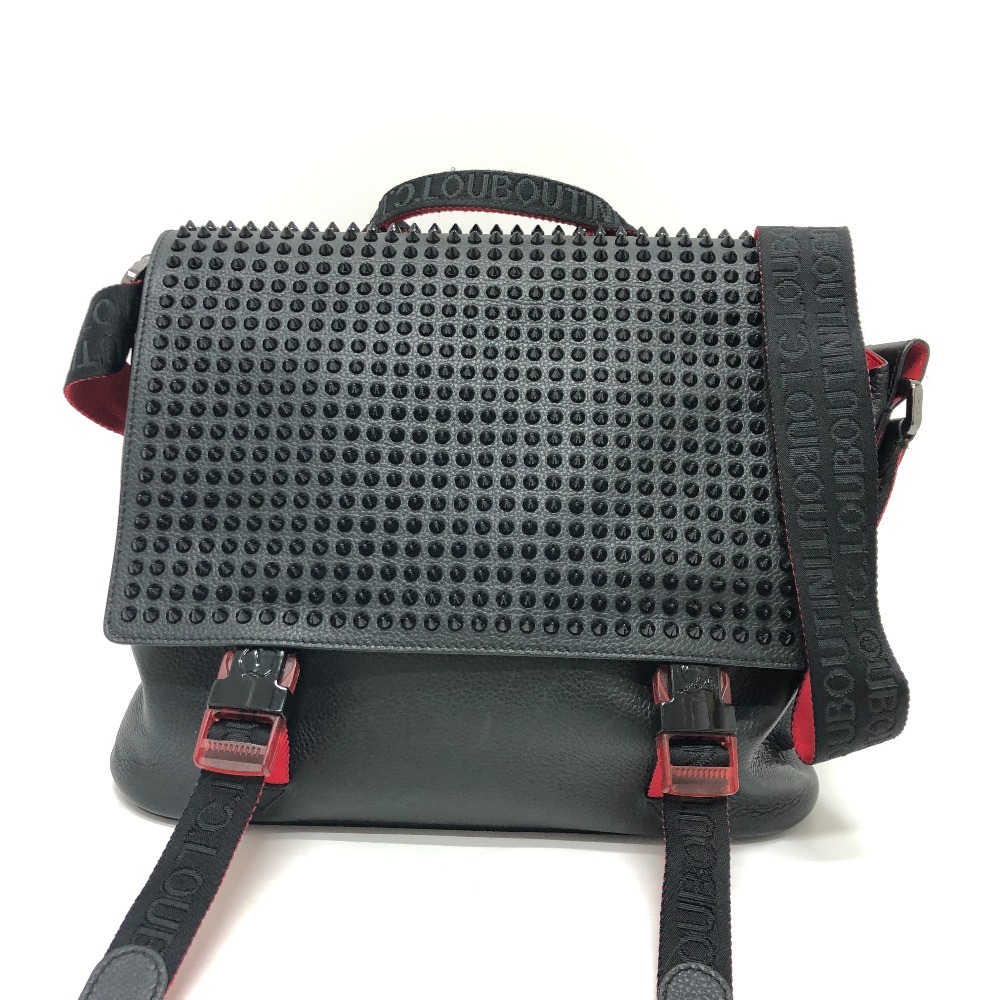 ショルダーバッグ 3195233 ルビクリック スタッズ メッセンジャーバッグ バック カバン レザー ブラック