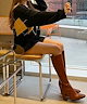 ブラウンスクエア9cmロングブーツ