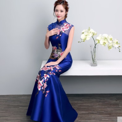 ドレス パーティドレス マーメイドドレス ワンピドレス チャイナドレス ロング丈 ノースリーブ Aライン マーメイド 刺繍 シースルー 大人可愛い きれいめ 大人 上品 アジアン 個性的