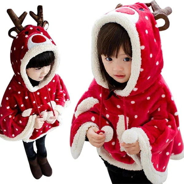 サンタコスチューム キッズ クリスマス衣装 マント サンタ服 サンタクロース 鹿 トナカイ サンタ衣装 あったかボア ドット柄 サンタ衣装 ベビー 女の子 子供服 コスプレ パーティー クリスマス コ