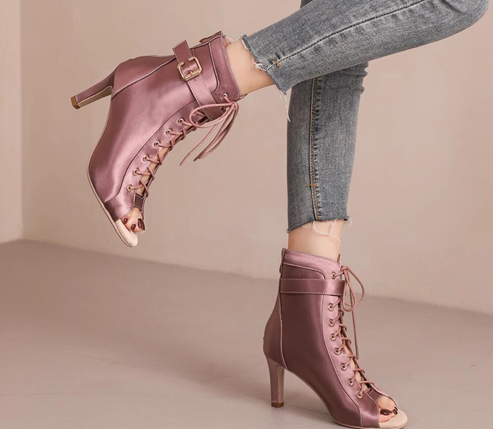 【高級感】サマーブーツ　ブーツサンダル 編み上げシューズ　ショートブーツ　ローヒールサンダル　ハイヒール　夏　シースルー　7cm/9cmセンチヒール　透かし　レディース靴　夏ブーツ