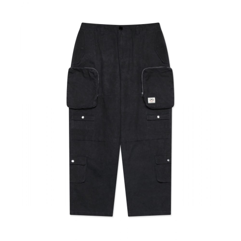 LMC 顔料染めマルチカーゴワイドパンツブラック