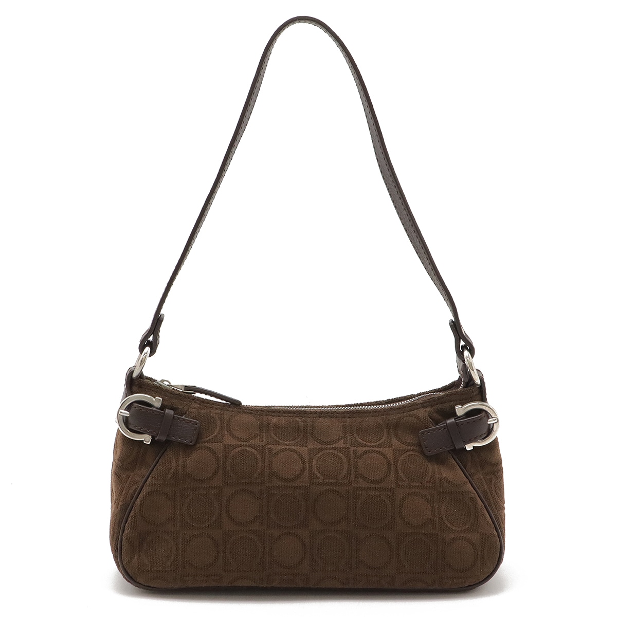 ガンチーニ アクセサリーポーチ ハンドバッグ ワンショルダー パイル レザー ブラウン AU-21 443