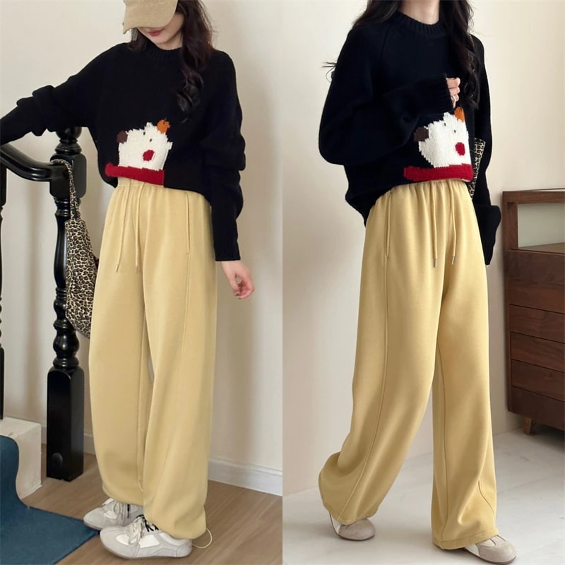 ウィンター2.0アップグレードスウェットパンツ - 人気スタイル2025新拡張カジュアルパンツスリムフィットストレートレッグワイドレッグパンツ