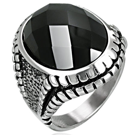 オニキスゾンビステンレスリング（RBR055）指輪 15号 天然石 ブラック ストーン 天然石 黒色 宝石 ジュエリー サージカルステンレス316L 男性 女性 プレゼント r0423xxxxxxxx