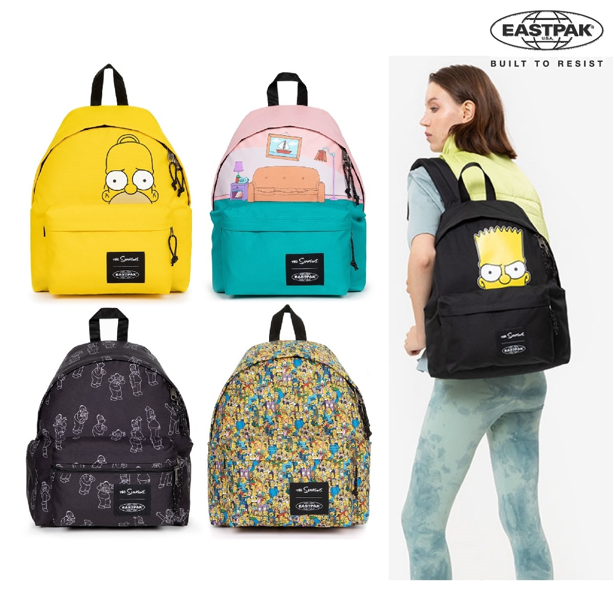 THE SIMPSONS PADDED ZIPPLR/ PAKR Backpack 5色 24L 新商品 新学期 韓国ファッション 韓国人気 男女共用 学生バッグ デイリーバッグ