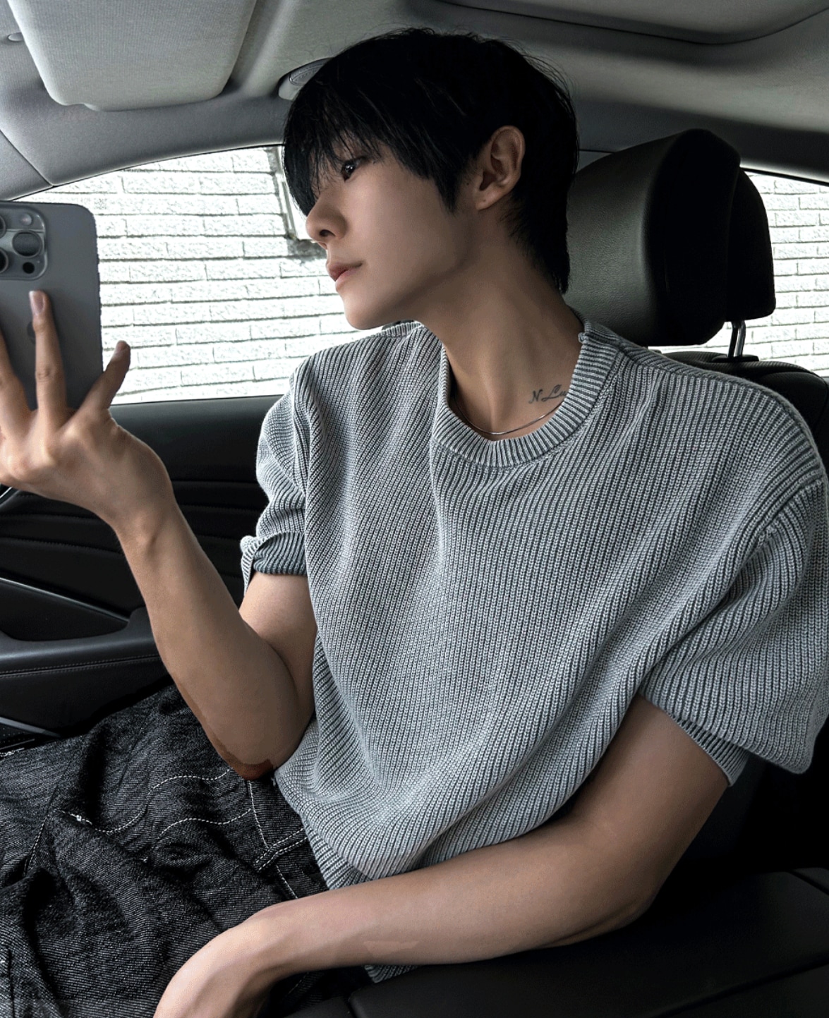 [COSYHARU公式] Dominic Pigment Round Neck Short Sleeve Knit