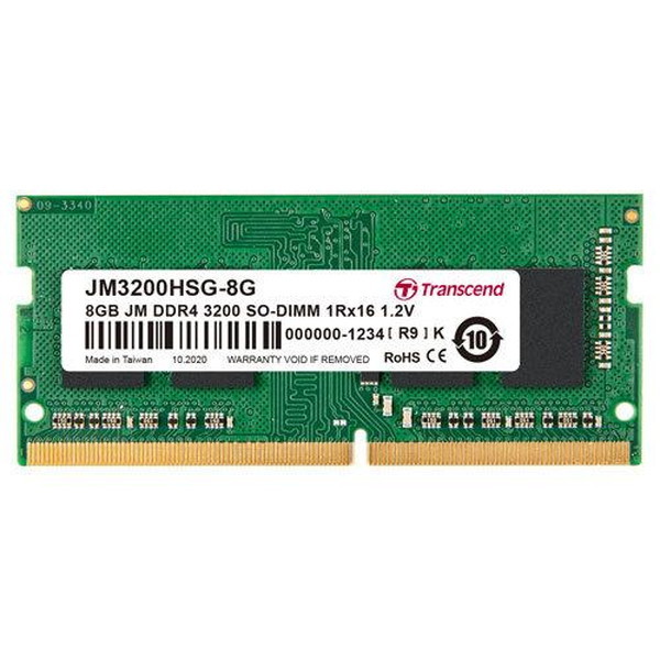 JM3200HSG-8G ノートPC用メモリ (8GB JetRam DDR4 3200 SO-DIMM 1Rx16 (1Gx16) CL22 1.2V)