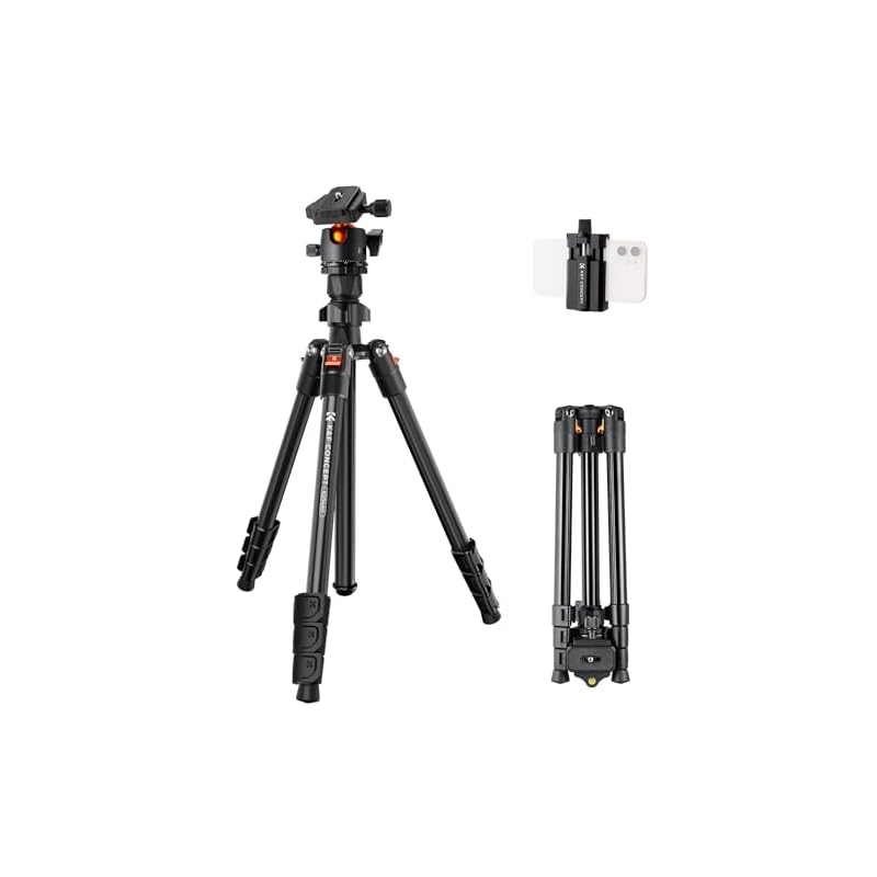 K&F Concept 三脚 一眼レフ カメラ三脚 コンパクト 超軽量 4段 160cm 360度回転 1/4