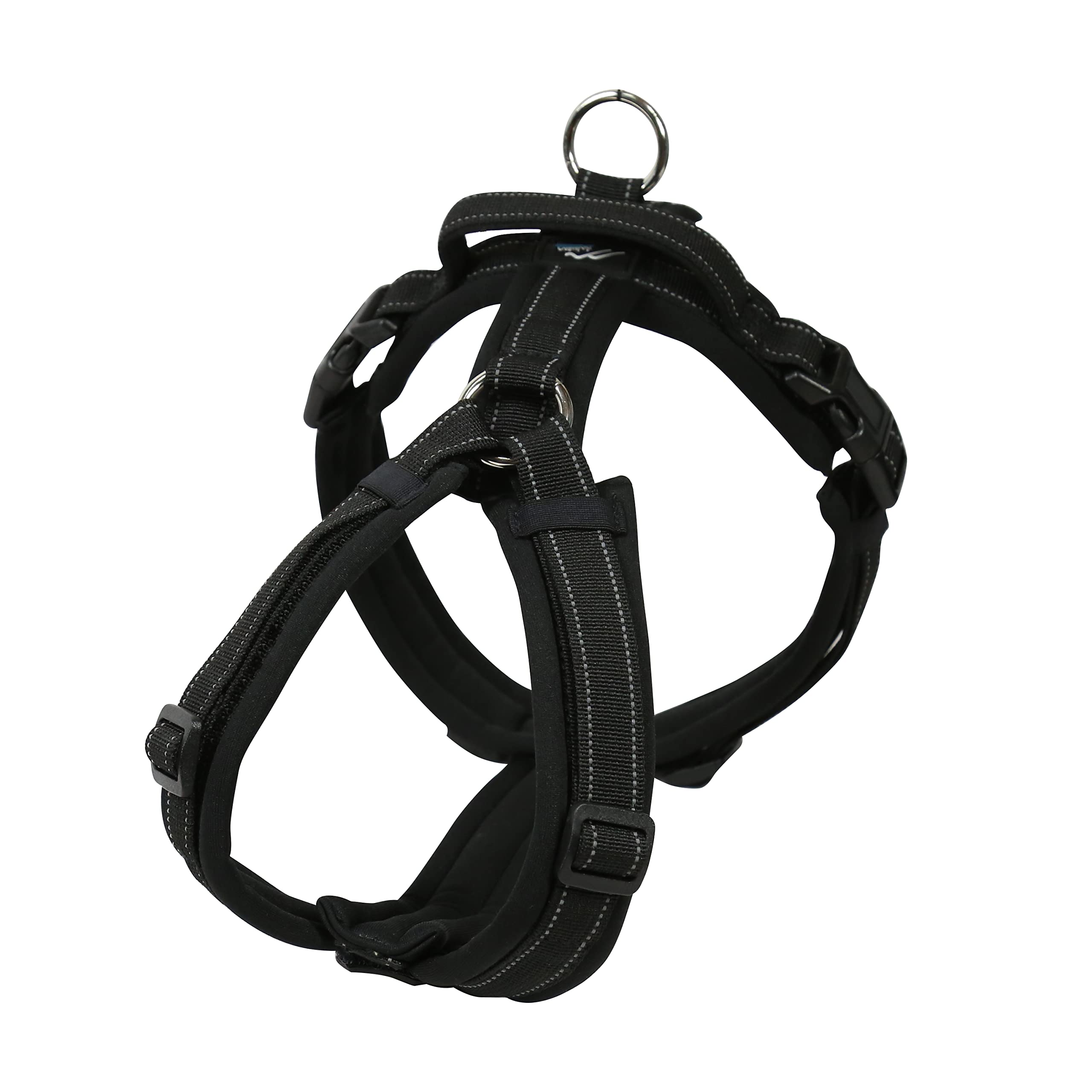 Hakusan ゼロハーネス 負担軽減 犬用ハーネス サイズ調整可 簡単着脱 夜間反射材 軽量 通気 ハンドル付き ネームプレート Tiny サイズ ブラック
