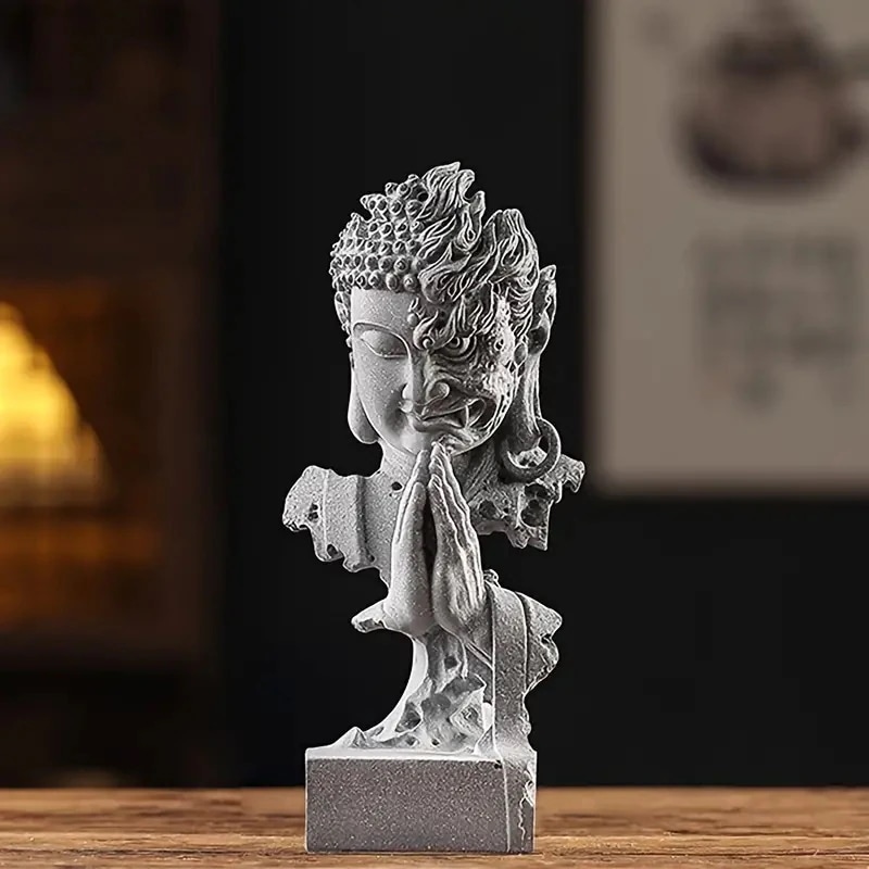 オブジェ 仏 石工芸 鬼 天国 地獄 インテリア お洒落 フィギュア 置物 禅仏像 茶エリア用 ストーン 石 彫刻 リビングルーム 書斎 4-7