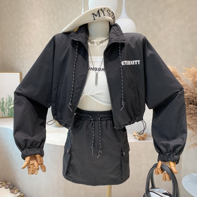 【セットアップ】長袖ジャケット＋ミニスカート スポーティー ツーピース カジュアル ストリート set up レディース a3484