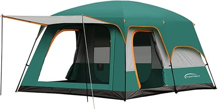 キャノピーテント リビング+２ルーム付き 4-6人 快適な居心地 防雨 日よけ 家族連れ 友達多人用 二重構造 前室付き アウトドア キャンプ 大型 ファミリーテント