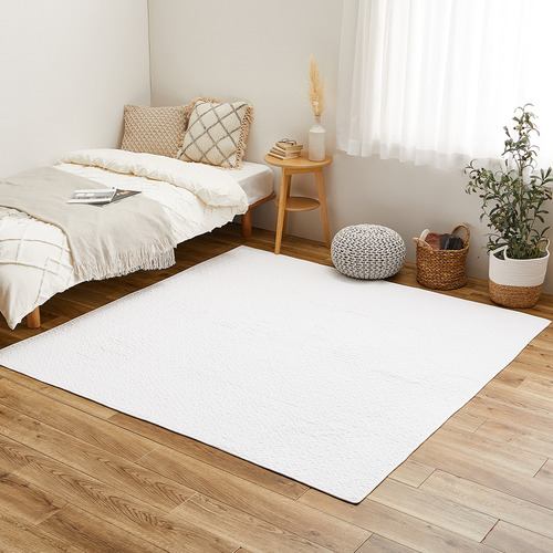【メーカー直送品】萩原 洗えるキルトラグ デコール 約230×230cm アイボリー