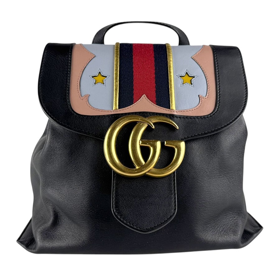 グッチ GUCCI リュック GGマーモント レザー ブラック/マルチカラー ゴールド レディース 432265 z8553