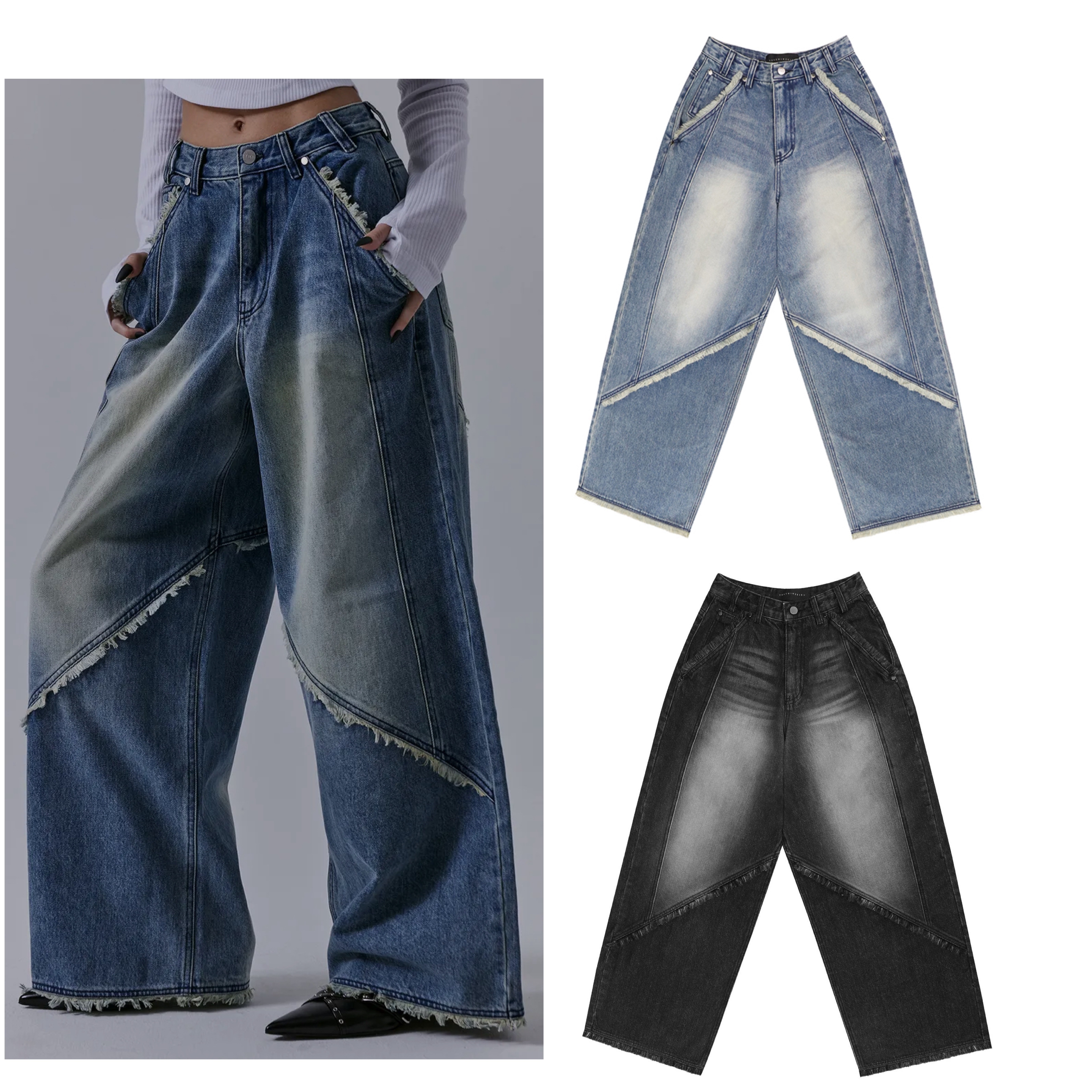 [TREEMINGBIRD]Incision Tassel Denim Pants