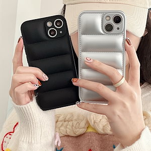 Iphone15pro に適したダウンジャケット電話ケース iphone 14 人気の肌感触の波模様ソフト保護カバー