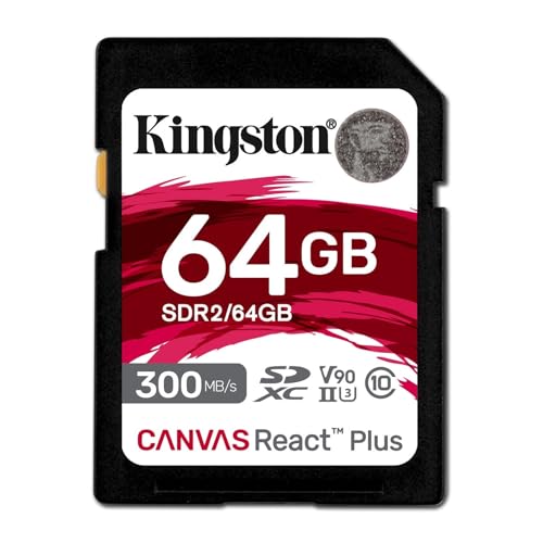 キングストン SDXCカード 64GB 最大300MB/s UHS-II V90 4K 8K Canvas React Plus SDR2/64GB カードのみ 製品寿命期間保証