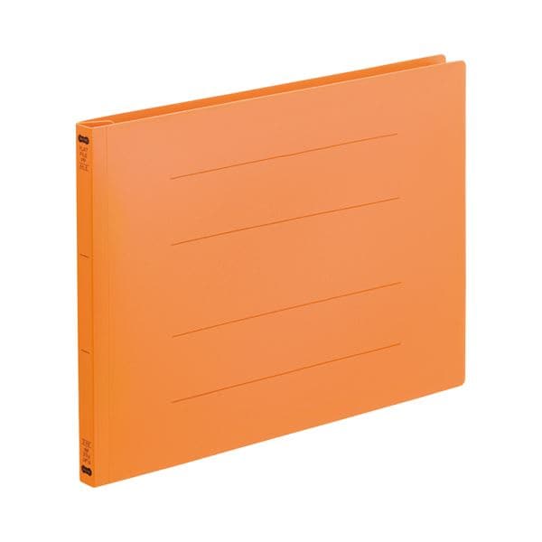 (まとめ) TANOSEE フラットファイル（再生PP） A4ヨコ 150枚収容 背幅18mm オレンジ 1パック（5冊） (×10セット)