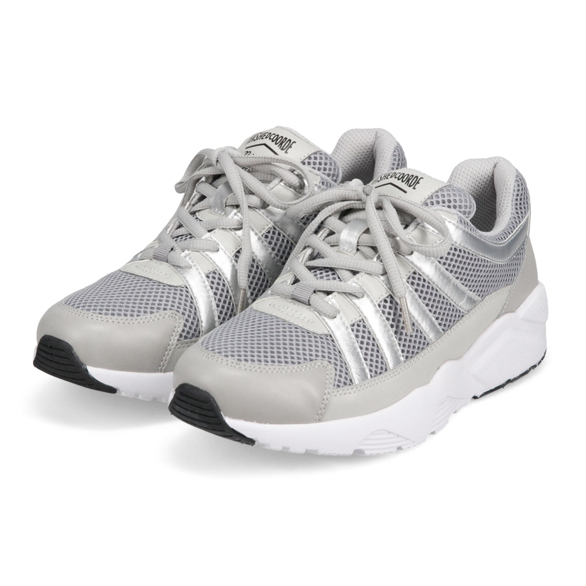 ハッシュドコーデ メタリック スニーカー レディース ローカット 軽量 ボリュームソール メッシュ 通気性 カジュアルシューズ 大きいサイズ ウォーキングシューズ 屈曲性 軽い シューズ レディースス