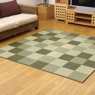 イケヒコ・コーポレーション 純国産 い草ラグカーペット 『ブロック2』 グリーン 約191×191cm 8220820 【送料無料】