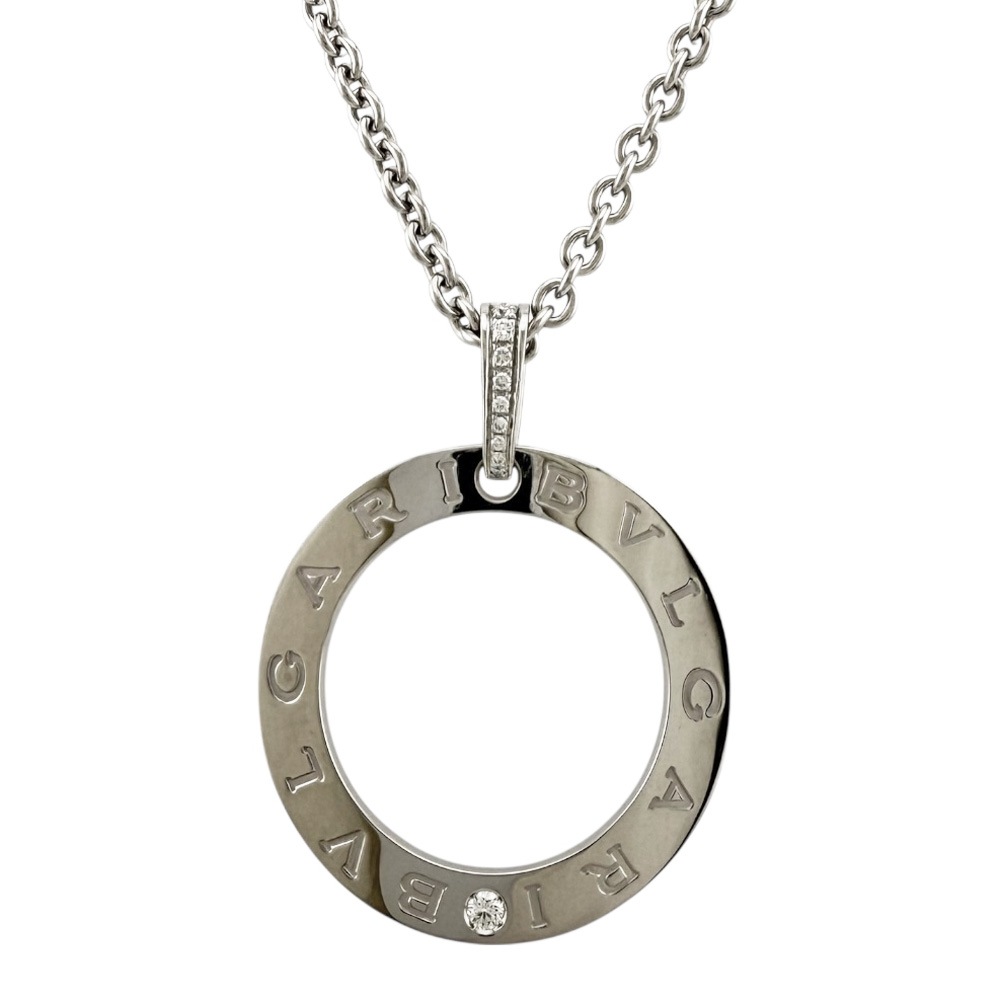 ブルガリ ロゴラージ カーブサークル ネックレス 18金 K18ホワイトゴールド ダイヤモンド BVLGARI 中古 美品