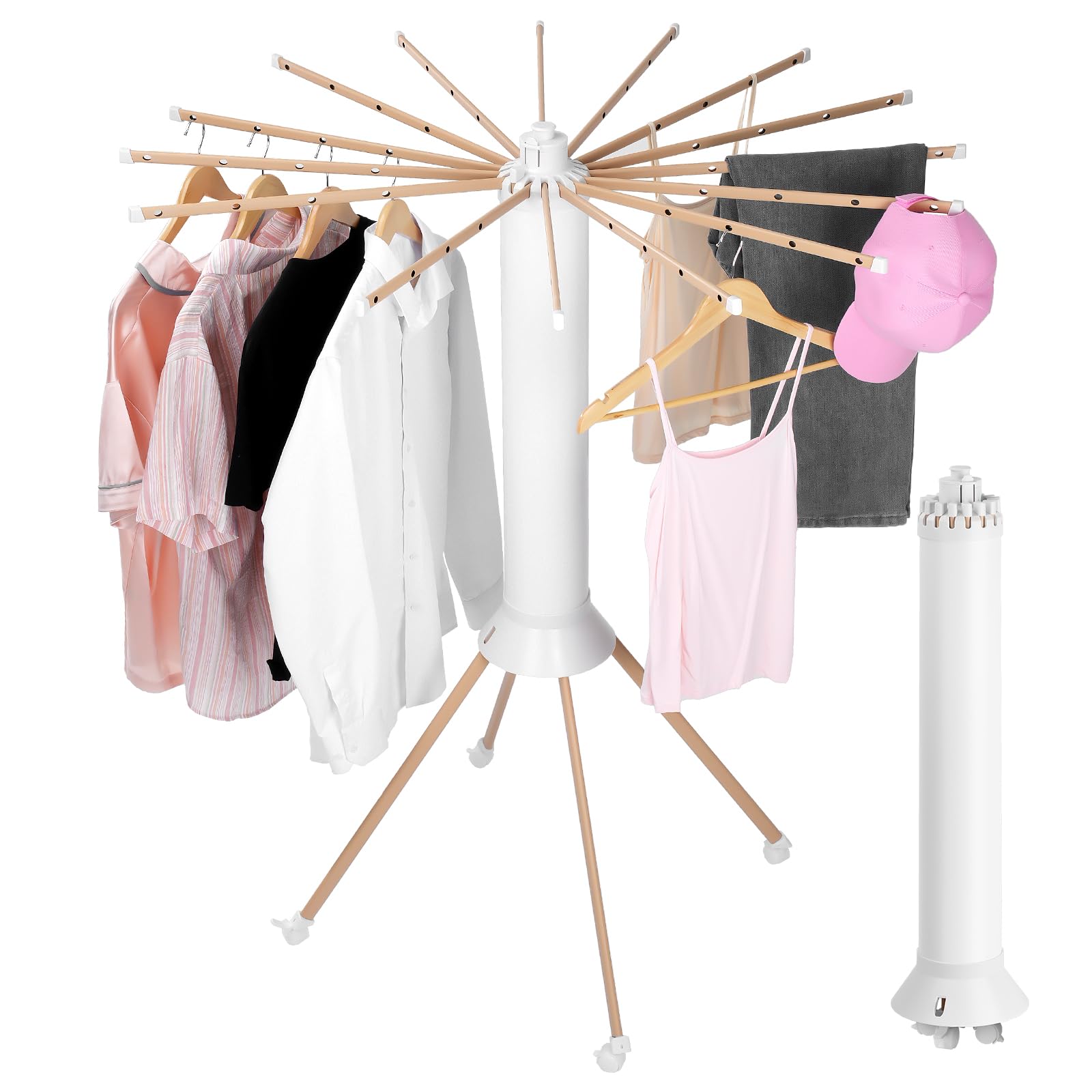LORAK 物干しスタンド 洗濯物干し 部屋干し 工具不要 伸縮式洗濯物干し 洗濯ラック 全体負荷重32kg 16つパイプ 79*20CMのコンパクトなサイズに収納 キャスター4つ付き LR01 (一
