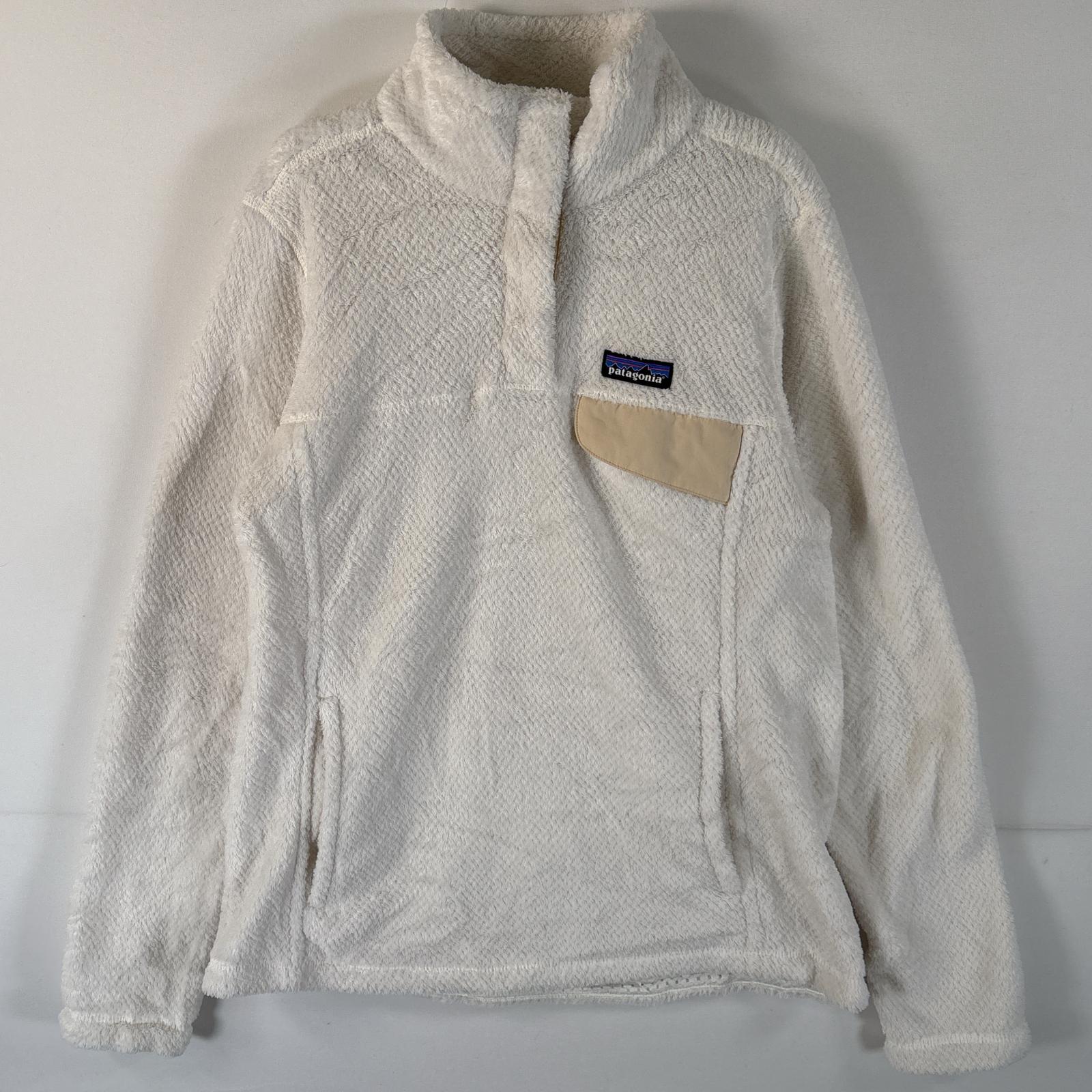 古着 フリースジャケット ハーフボタン ポーラテック ワンポイントロゴ M ホワイト レディース
