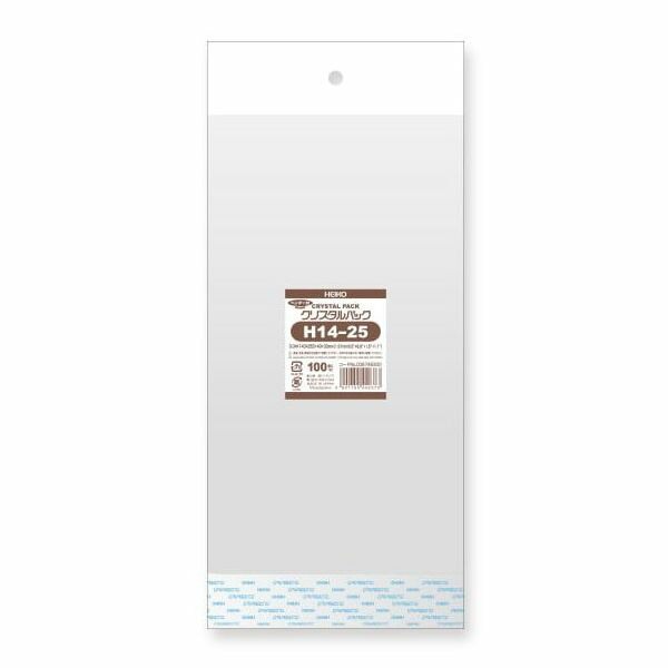 （まとめ買い）シモジマ HEIKO OPP袋 クリスタルパック H14-25 （ヘッダー付き） 100枚 幅140x高250+40+30mm 006746300 [x3セット]