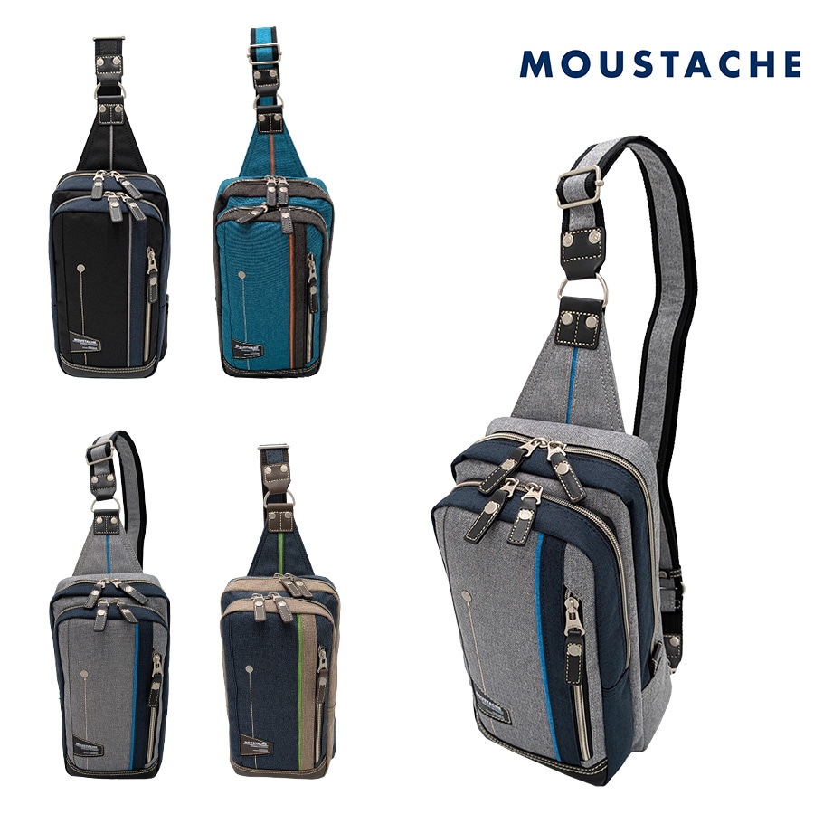 【MOUSTACHE】jlg4650 ボディバッグ ワンショルダー 斜め掛け 縦型 普段使い 使いやすい シンプル おしゃれ メンズ プレゼント ギフト 父の日 ブラック