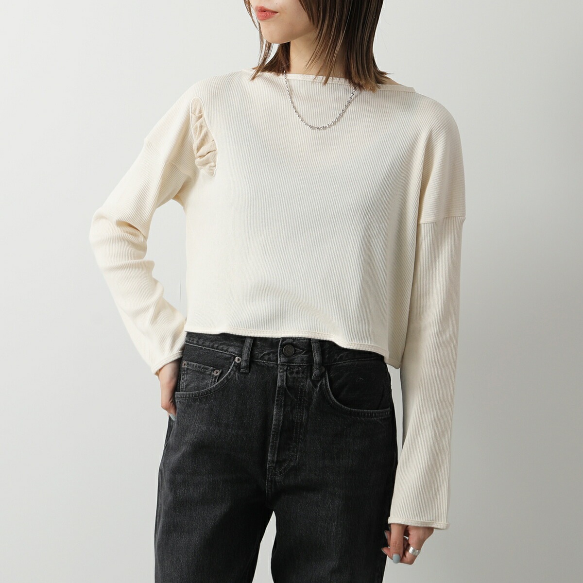 BASERANGE ベースレンジ ロンT カットソー ROOT CROP LONG SLEEVE TOROL RB レディース ボートネック リブ 長袖 ニット 切替 UNDYED