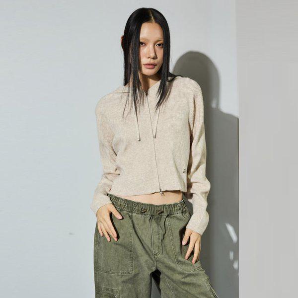 女性用フード付きニットカーディガン(B253KC820P)