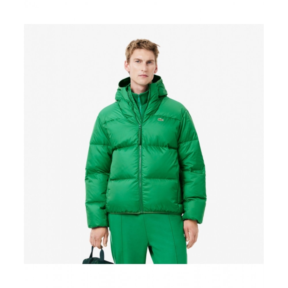 LACOSTE メンズフード付きダウンパファー [ライトグリーン]