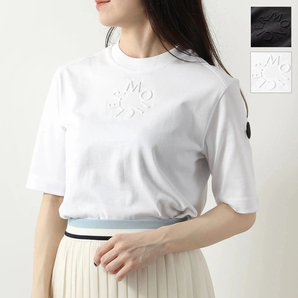 MONCLER Matt Black モンクレール マットブラック Tシャツ 8C00002 89A17 レディース 半袖 カットソー ロゴT クルーネック カ