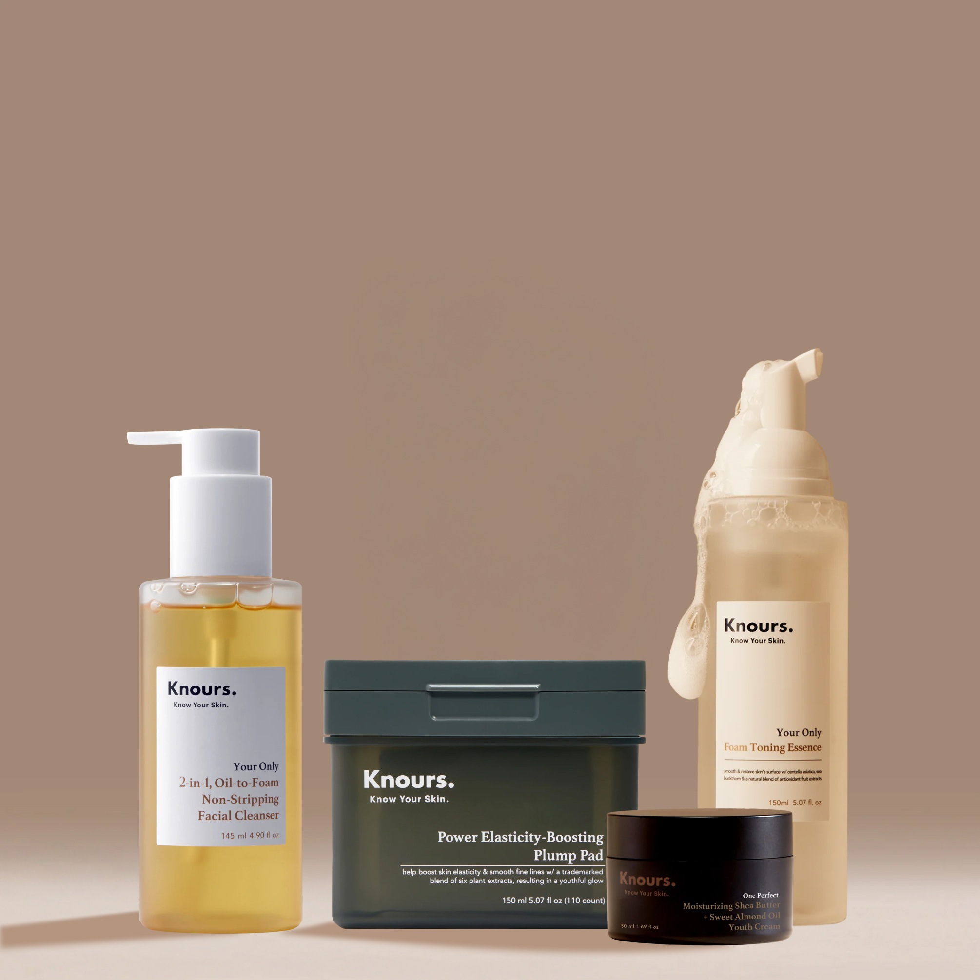 (Knours)ノルス 4点セット フェイシャルクレンザー＋プランプパッド＋フォームトーニングエッセンス＋ユースクリーム