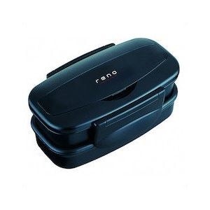 （まとめ）弁当箱 2段 830ml 箸付き レノ ランチボックス ブラック [40個セット]