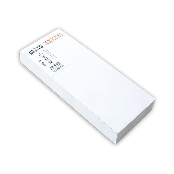 （まとめ） 二重封筒 長40 80g/m2 枠あり ベ573 1パック（30枚） [x10セット]紙製品・封筒