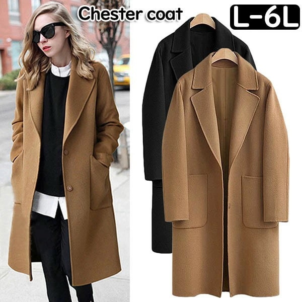 最新入荷チェスターコート レディース コート 大きいサイズ キャメル ブラック ロング丈 アウター 韓国 カジュアル シンプル 秋冬物 冬物 冬服 防寒 フォーマル 綺麗な大人シルエット dv047z 7,295円