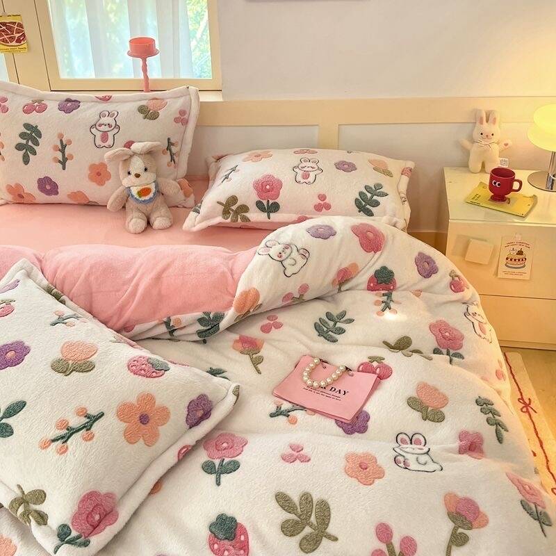 布団カバー 冬用 厚手 ベッドカバー 暖かい 抗菌防臭 毛布 ダブルサイズ 掛け布団カバー 洗える 寝具 ベッド用品 プレゼント シングル セミダブル ダブル 韓国ファッション