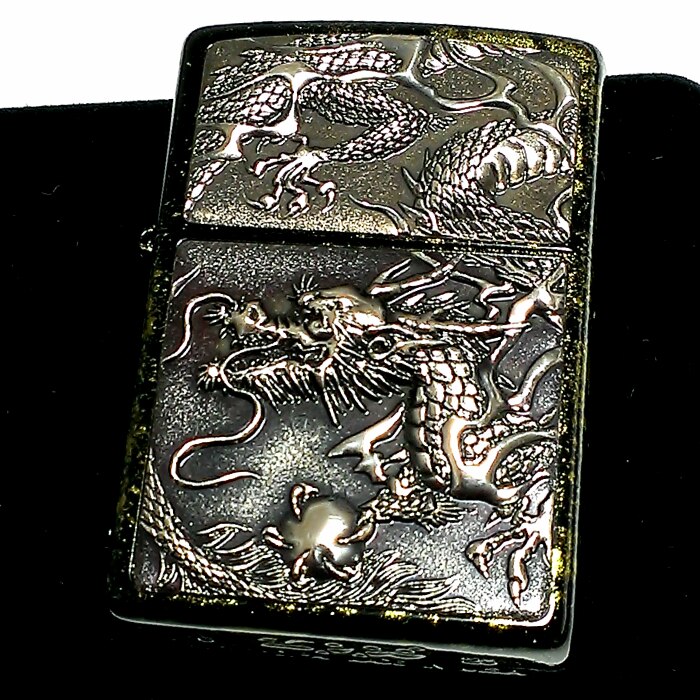 ZIPPO ライター 和柄 ライズメタル 銀龍 亀甲 金 黒 伝統工芸 ジッポ 本漆塗り かっこいい 15,910円