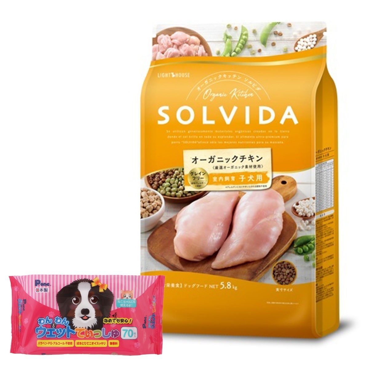 ドッグフード グレインフリー チキン 室内飼育子犬用 5.8kg【わんわんウエットてぃっしゅ1個付き】