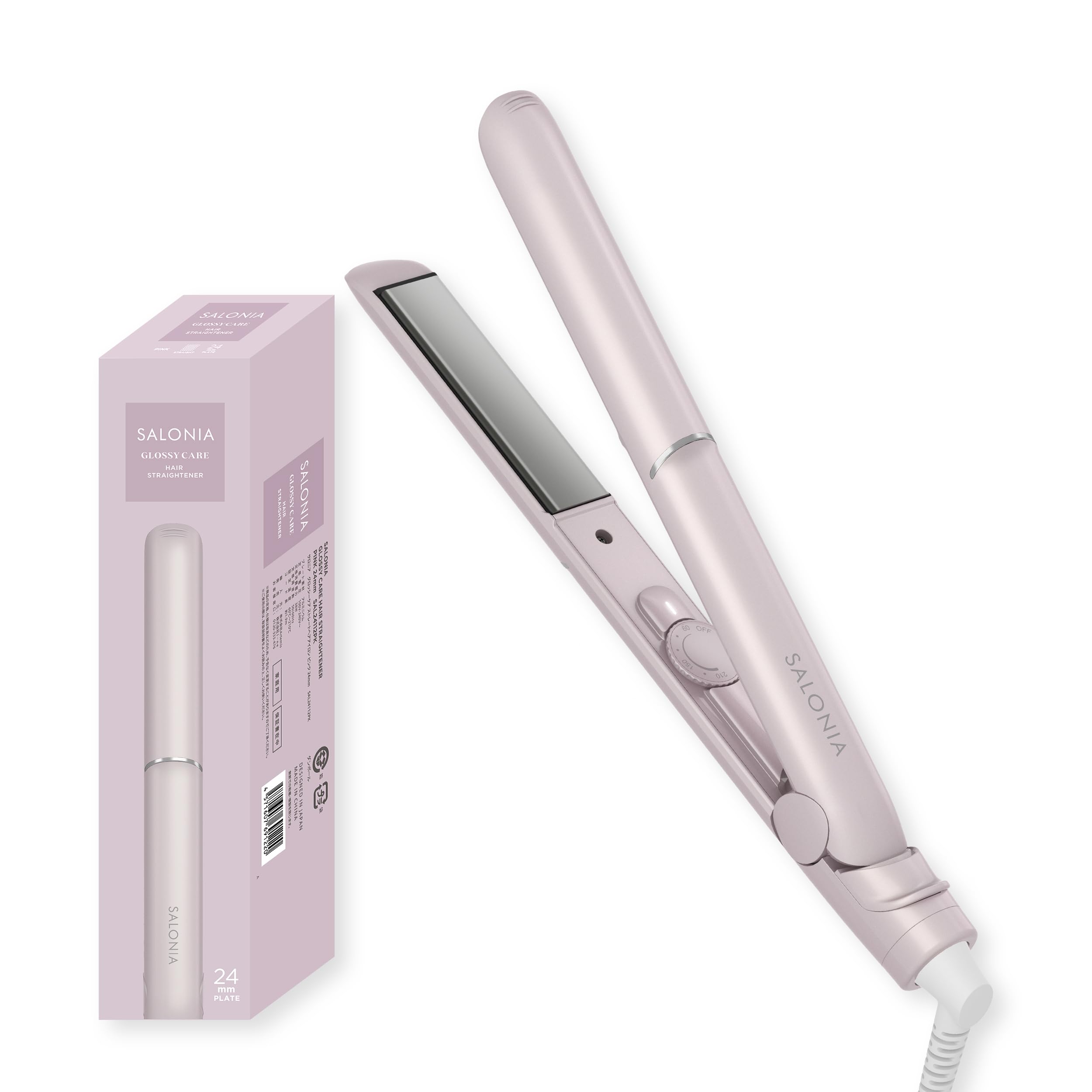 SALONIA サロニア グロッシーケア ストレートアイロン ヘアアイロン 24mm ピンク 【Amazon.co.jp限定品】