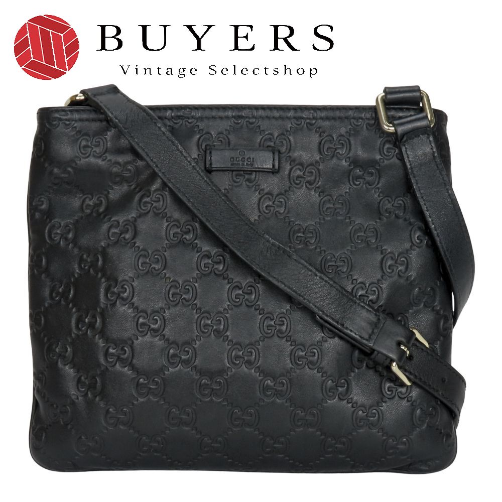中古 ショルダーバッグ 201538 グッチシマ シマレザー ブラック ゴールド金具 斜め掛け カジュアル 普段使い レディース 女性