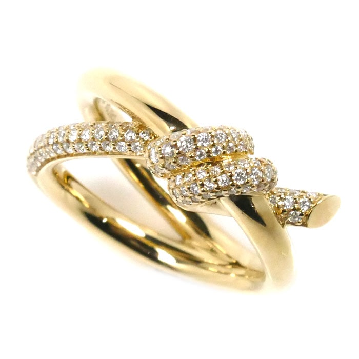 TIFFANY&Co. ティファニー K18YG イエローゴールド ノット ダブル ロウ ダイヤ リング・指輪 ダイヤモンド0.31ct 12号 10.1g レディース 中古