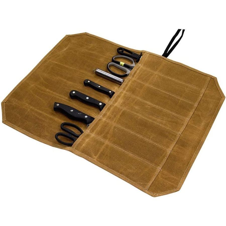 大好評!25の発売包丁ケース 7本収納 帆布 厚手 防水 軽量 包丁バッグ 包丁カバー 包丁袋 持ち運び 布巻きタイプ 包丁 ナイフ はさみ 収納 ナイフポケット 包丁巻き キャン