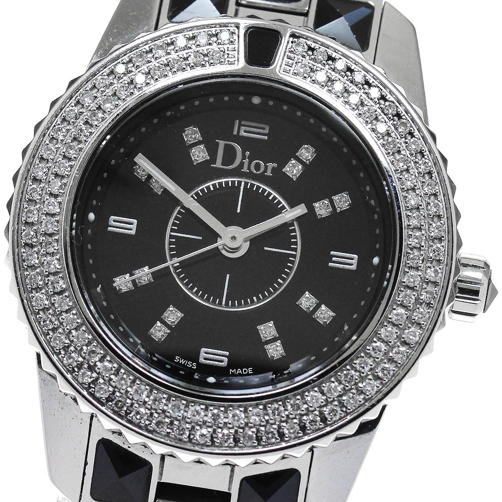 ディオール Dior CD112119 クリスタル ダイヤベゼル インデックスダイヤ クォーツ レディース _850199【中古】