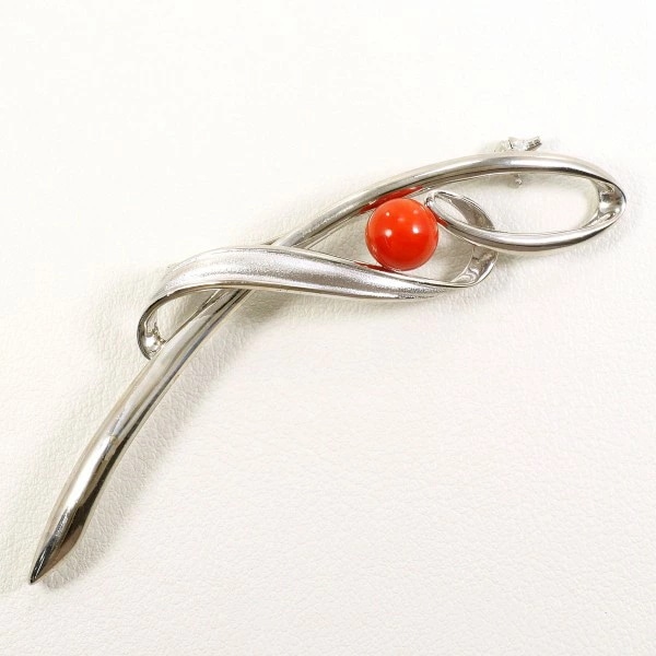シルバー ブローチ サンゴ 総重量約8.2g ジュエリー 中古